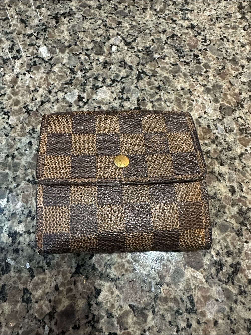 Louis Vuitton Damier Ebene Pattern Coated Canvas Elise Wallet